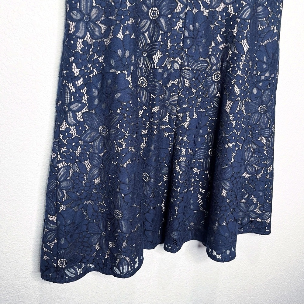 Brooks Brothers Red Fleece Lace Skater Fit & Flare Tie Back Dress Preppy Work - Picture 4 of 11